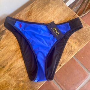 POLO SPORT RALPH LAUREN Blue Black Swim Bikini Bottom Red Polo Pony L New Tags!